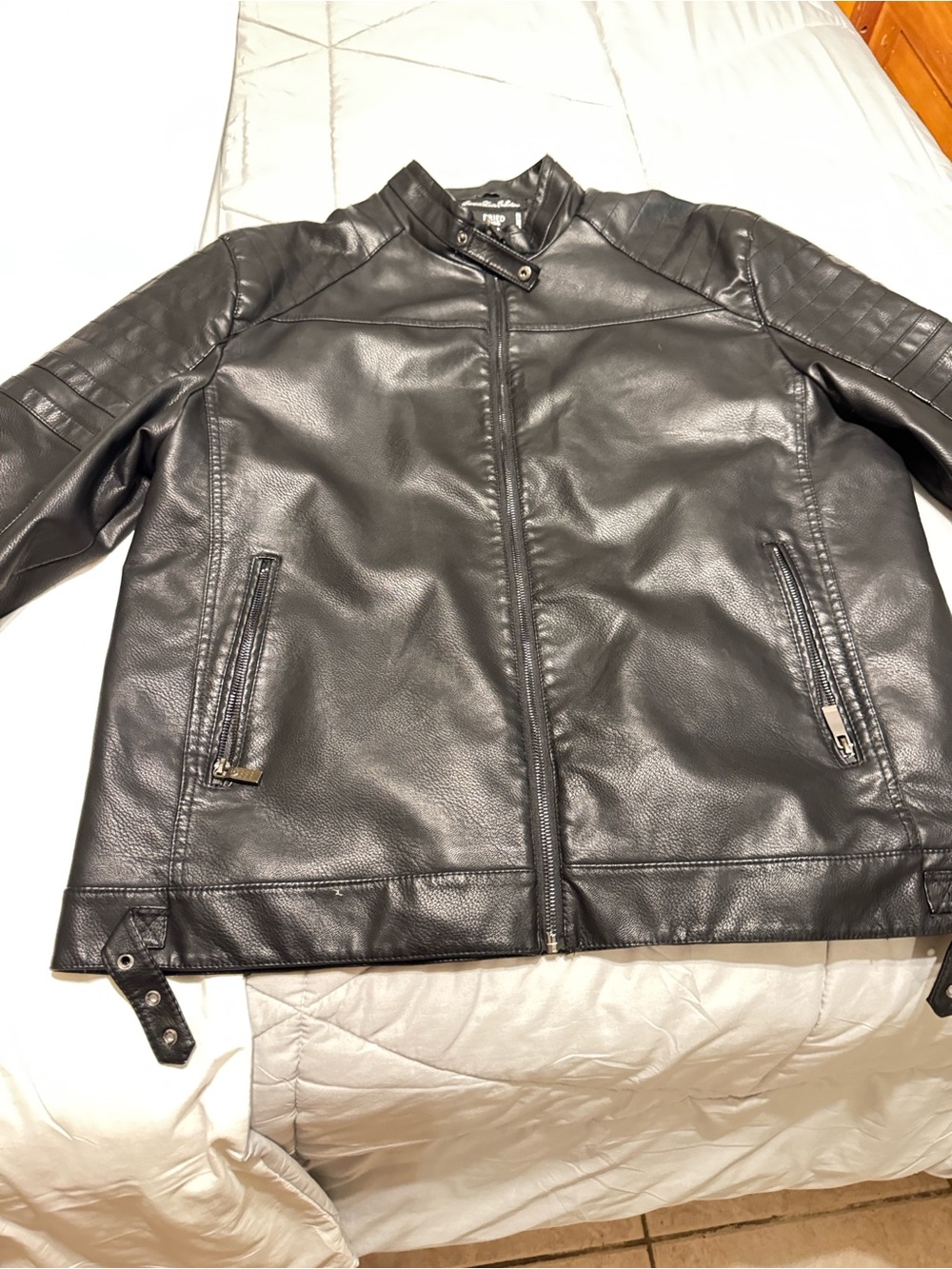 Men's Black Lightweight Faux Leather Shirt Jacket